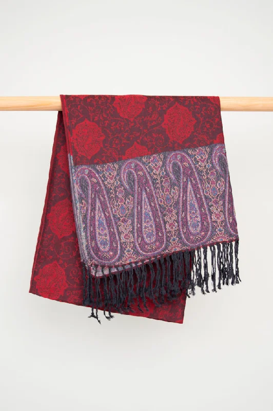 Classic Men's JeansPashmina Scarf, Crimson Paisley