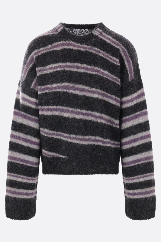 Men's Sweaters with Argyle Patternsstriped mohair blend sweater