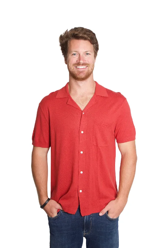 Men's Henley T-Shirts for a Casual TwistAldrich Hemp Shirt in Persimmon