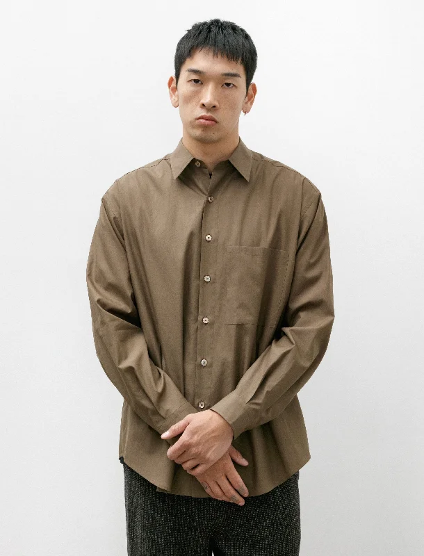 Men's Breathable Shirts for Warm ClimatesWashed Finx Twill Big Shirt Brown