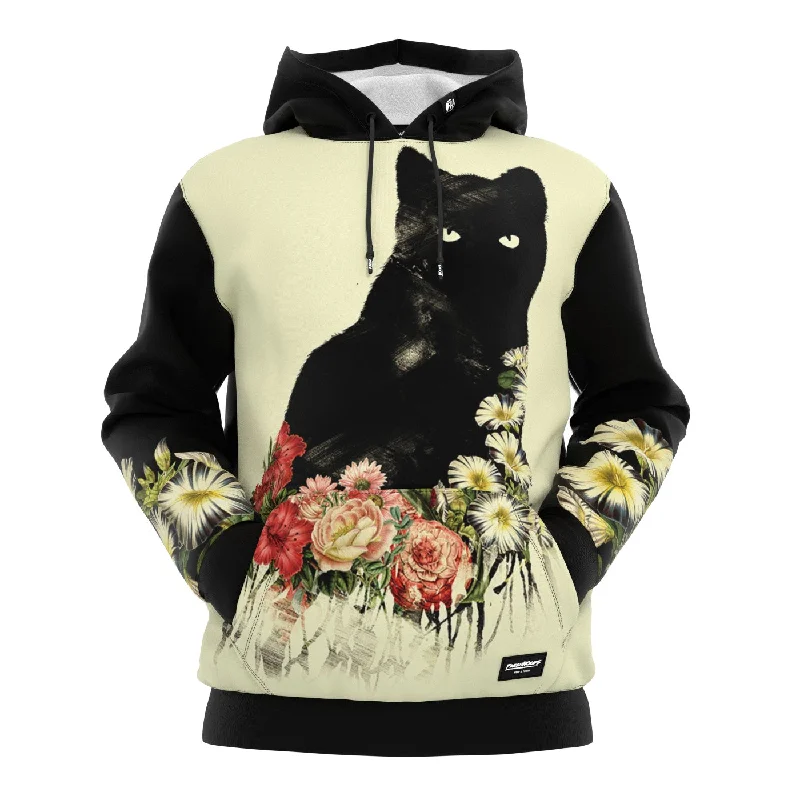 Men's Hoodies for SkiingBlack Cat Vintage Flowers Hoodie