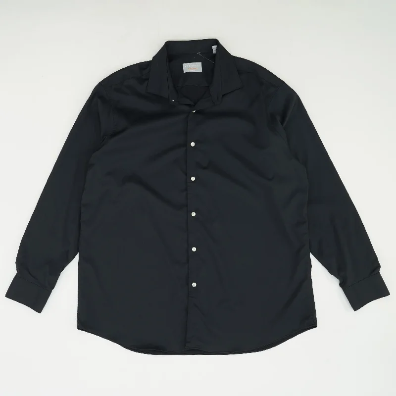 Men's Tailored Shirts for a Professional AppearanceBlack Solid Long Sleeve Button Down