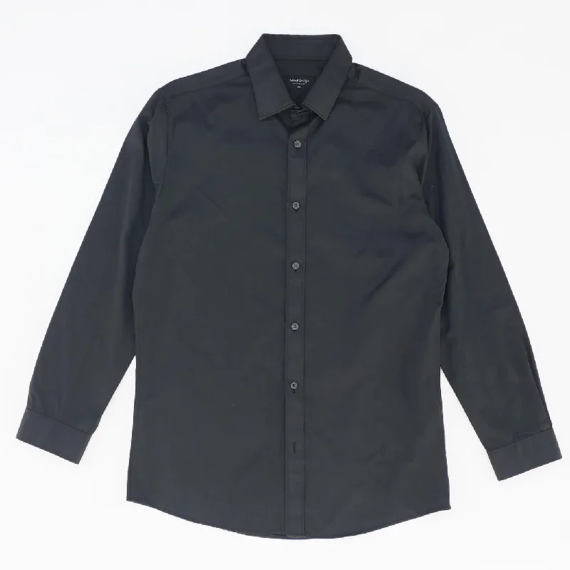 Layered Men's VestsBlack Solid Long Sleeve Button Down