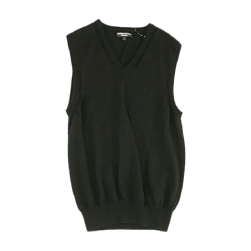 Men's Sweaters with Short SleevesBlack Solid Vest Sweater