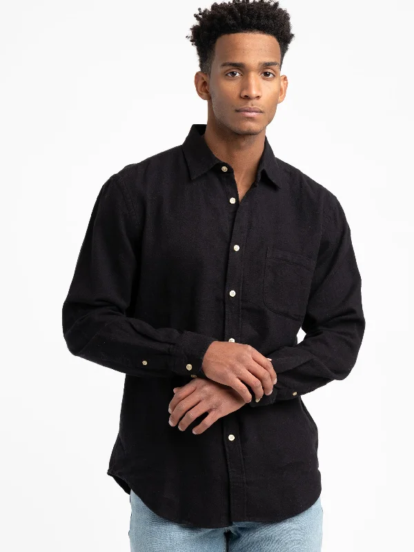 Men's French-Cuff Shirts for a Sophisticated EdgeBlack Teca Flannel Shirt