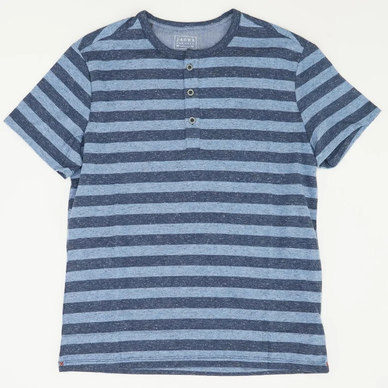 Men's Shirts with Striped PatternsBlue Striped Henley T-Shirt