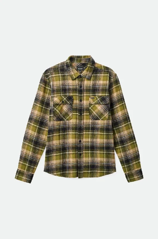 Men's Checked Short-Sleeve Shirts for Summer FunBowery L/S Flannel - Green Kelp/Sand/Black