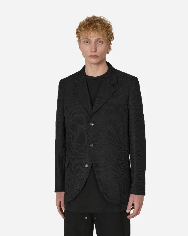 Unique Men's Flight JacketsZipped Wool Blazer Black