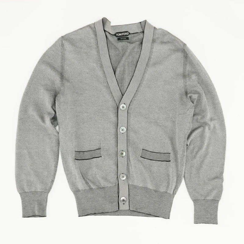 Men's Sweaters with Straight-Cut ShapesCotton Silk V-Neck Cardigan Sweater