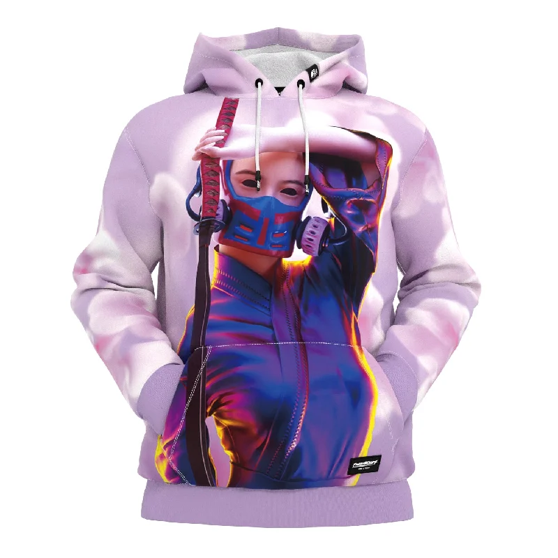 Men's Hoodies with Contrast Fabric PanelsCyber Warrior Blossom Hoodie