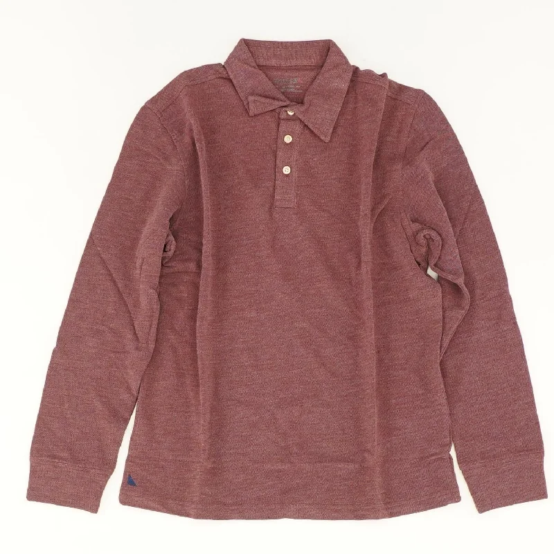 Men's Shirts with Mandarin CollarsDao Maroon Solid Long Sleeve Polo