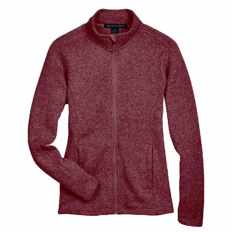 Men's Sweaters with Ribbed WaistbandsDevon & Jones - Men's Melange Full Zip Fleece Sweater (DG793 BH)