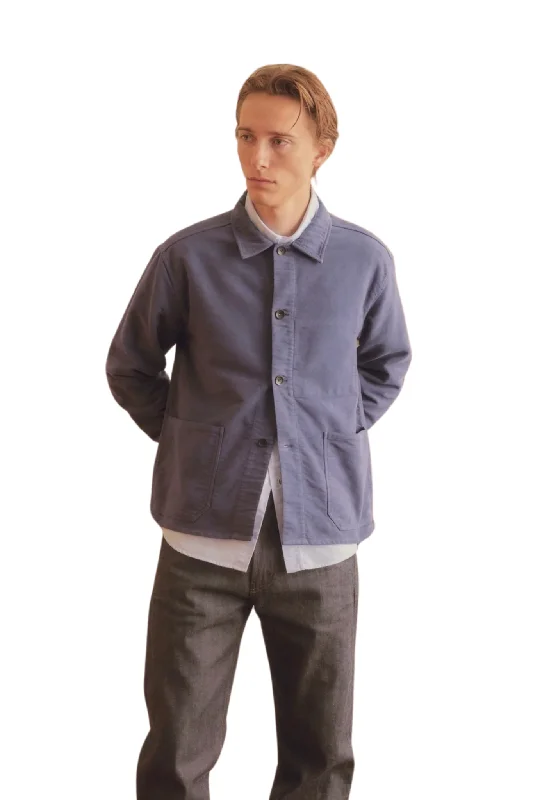 Men's Cowboy Shirts for Western StyleFrench Moleskin Overshirt in Blue