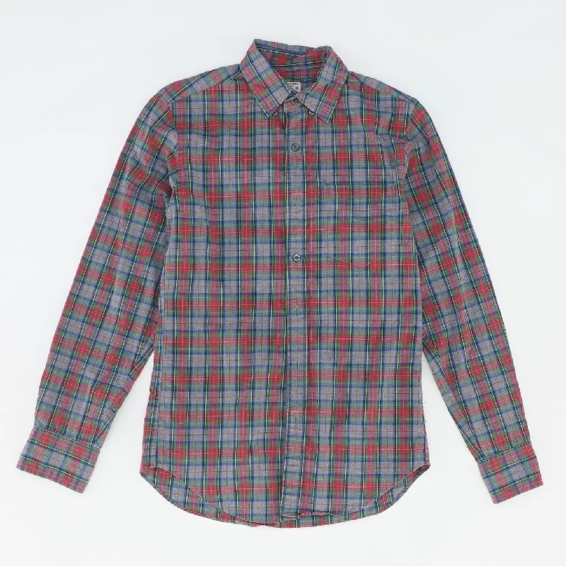 Men's Shirts with Appliquéd SleevesGray Plaid Long Sleeve Button Down