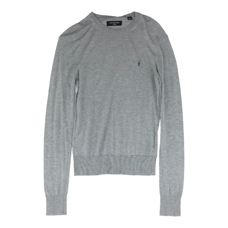 Men's Sweaters with Built-In ScarvesGray Solid Crewneck Sweater