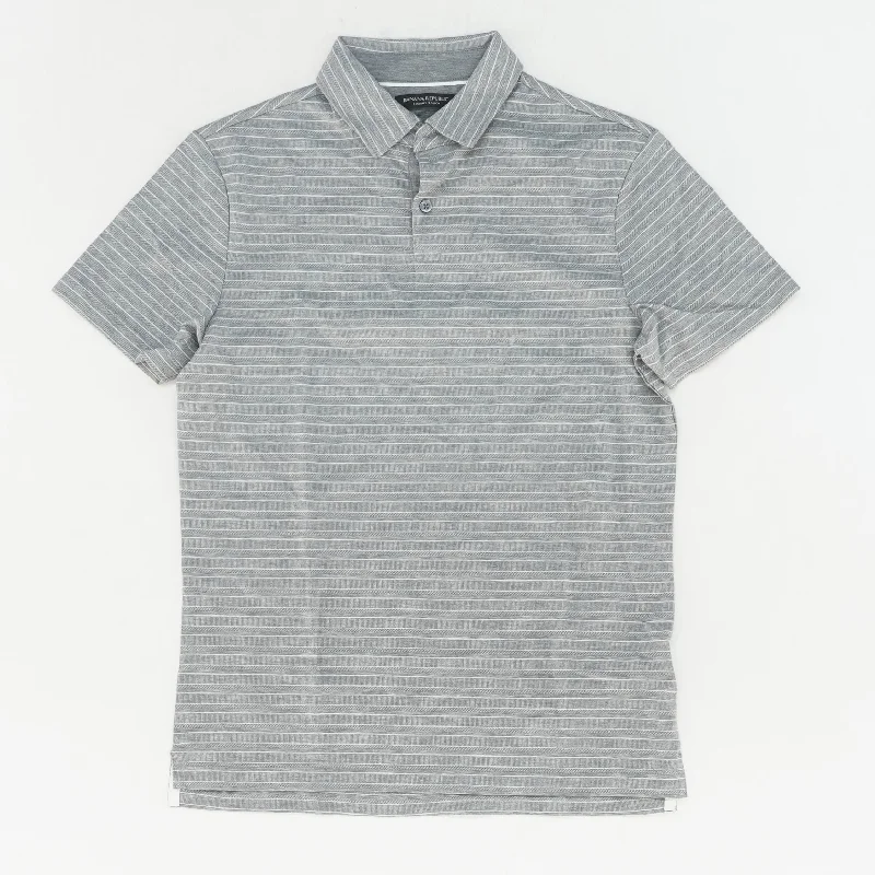 Men's Unique and Designer TopsGray Striped Short Sleeve Polo