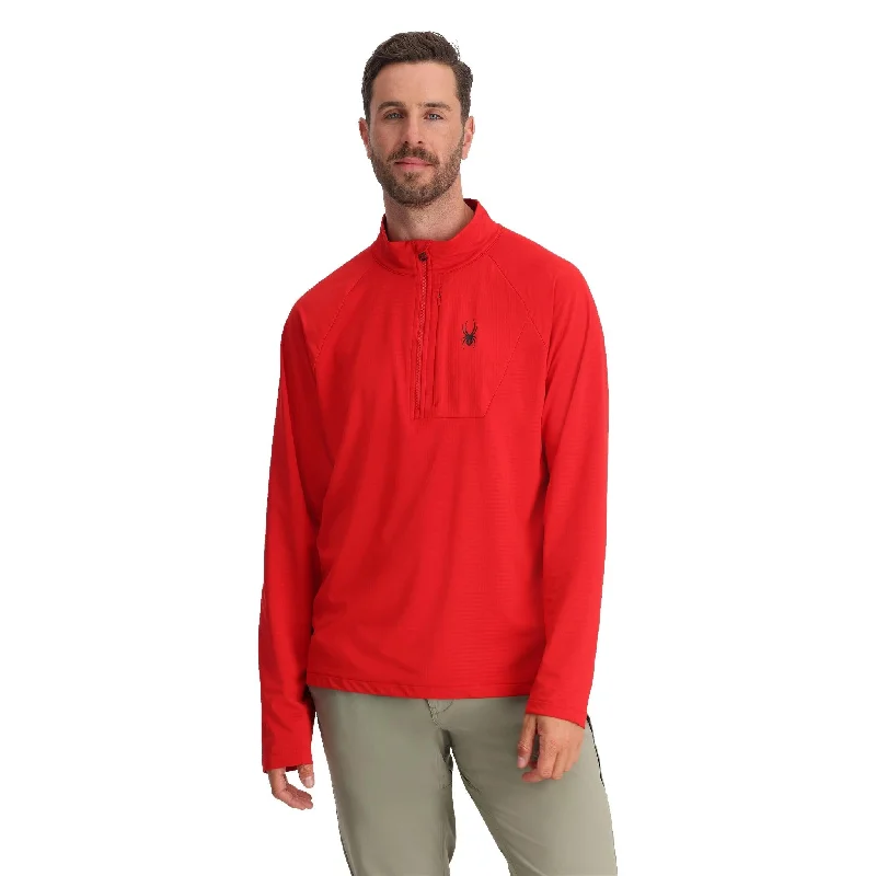 Men's Hoodies with Reinforced StitchingMens Gridweb Half Zip - Spyder Red