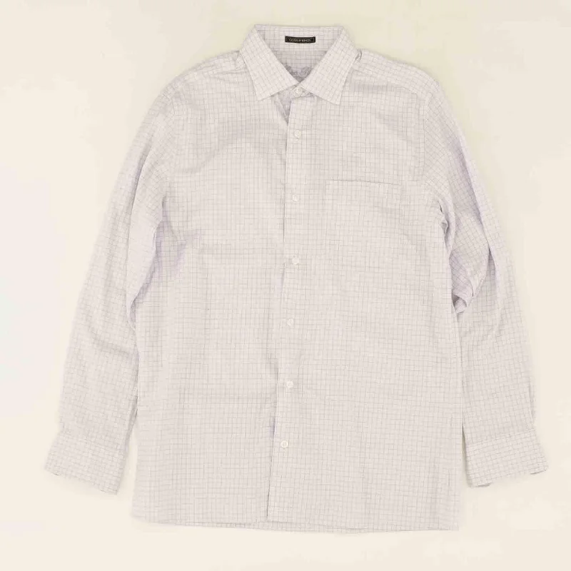 Men's Shirts with Pocket SquaresLavender Check Long Sleeve Button Down