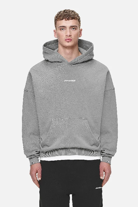 Modern Men's Tech HoodiesLogo Boxy Hoodie Washed Cool Grey White Gum