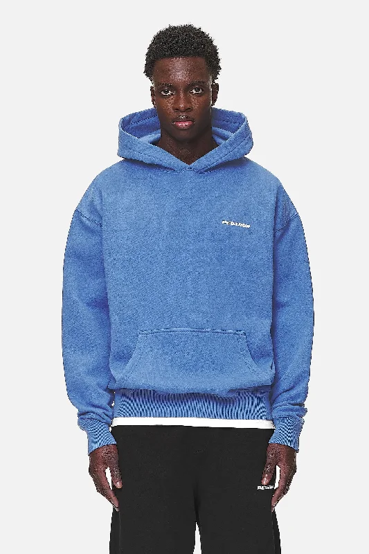 Men's Hoodies with Military InfluenceLogo Oversized Hoodie Washed Retro Blue White Gum