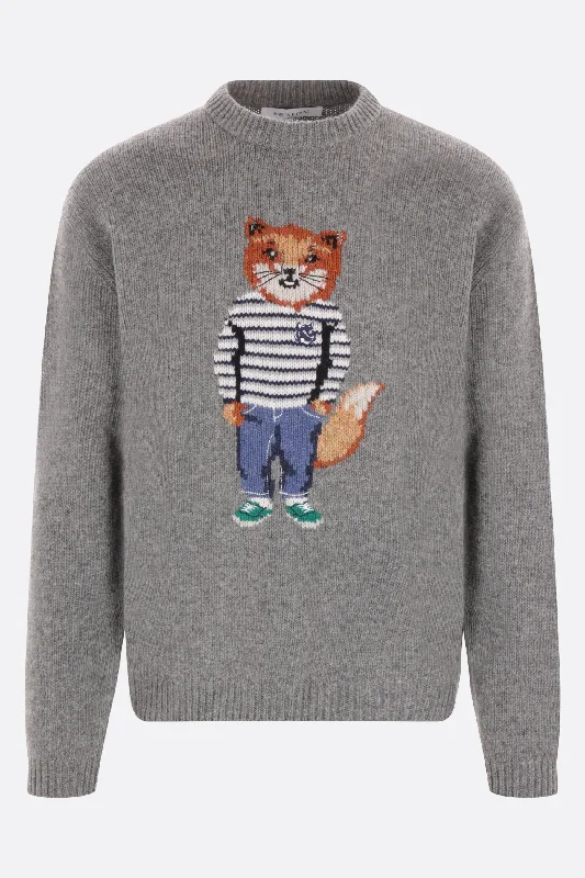 Men's Sweaters with Elastic WaistbandsDressed Fox intarsia wool and mohair sweater