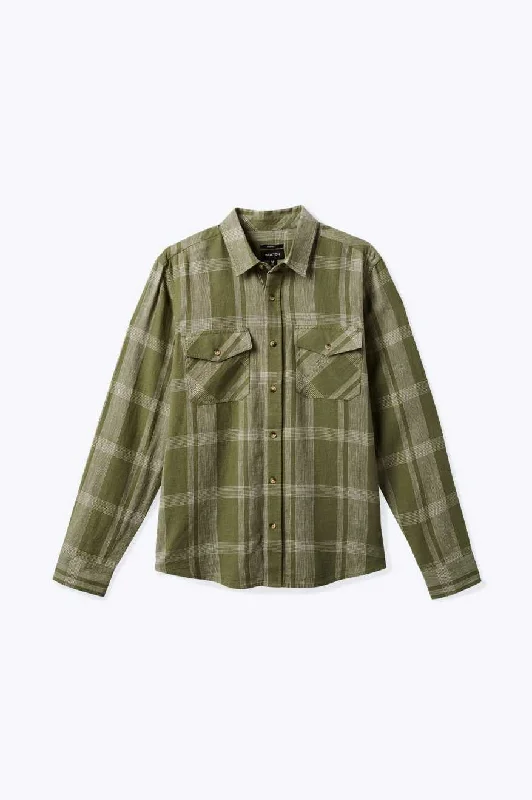 Men's Floral Print Shirts for Spring and SummerMemphis Linen Blend L/S Woven Shirt - Olive Surplus/Whitecap