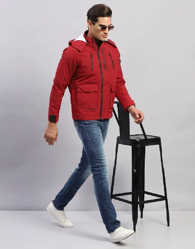 Men's Hoodies with High-Low HemlinesMen Red Solid Mock Neck Full Sleeve Sweatshirt