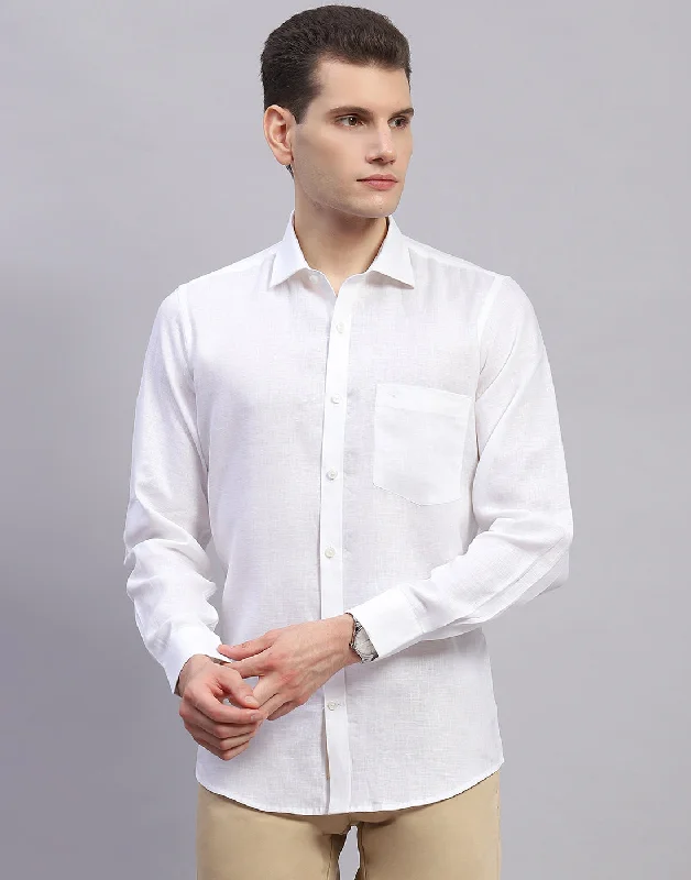 Men's Tab-Collar Shirts for a Crisp LookMen White Solid Collar Full Sleeve Shirt