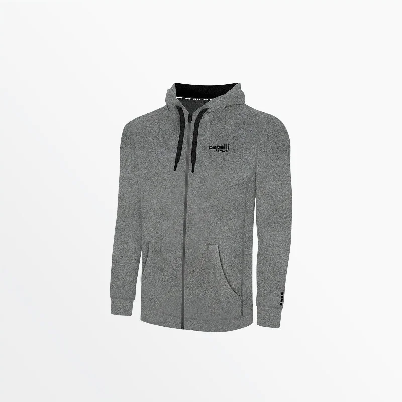 Men's Shirts with Cowl NecksMEN'S ESSENTIAL HEATHER ZIP UP HOODIE