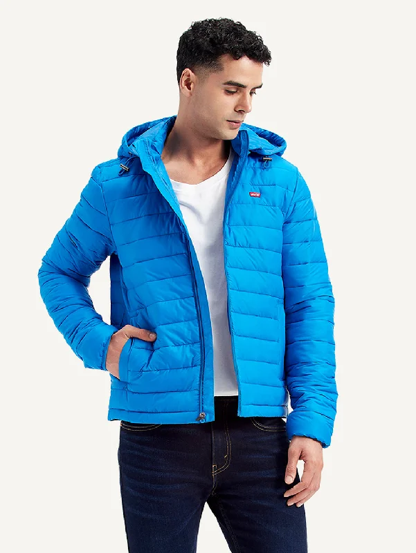 Men's Coats for RunningMen's Quilted Blue Hooded Puffer Jacket