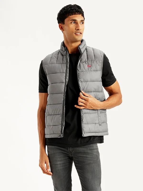 Men's Coats for Winter SportsMen's Quilted Grey High Neck Puffer Jacket