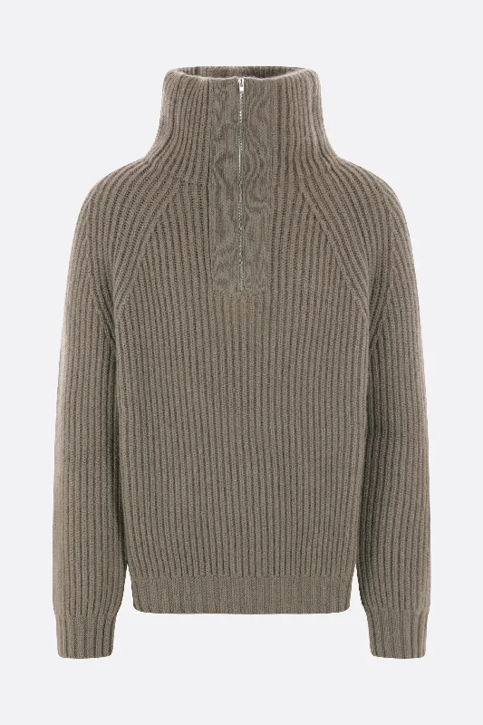 Essential Men's V-Neck SweatersMichel cashmere half-zip sweater