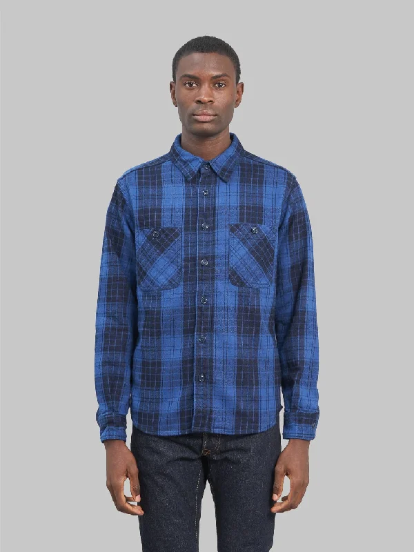 Men's Easy-Care Shirts for Busy LifestylesMomotaro MXLS1001 Original Indigo Twill Check Shirt