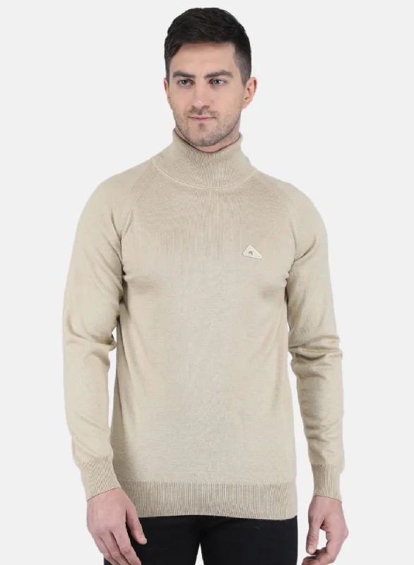 Functional Men's Workout HoodiesMen Beige Solid Pullover