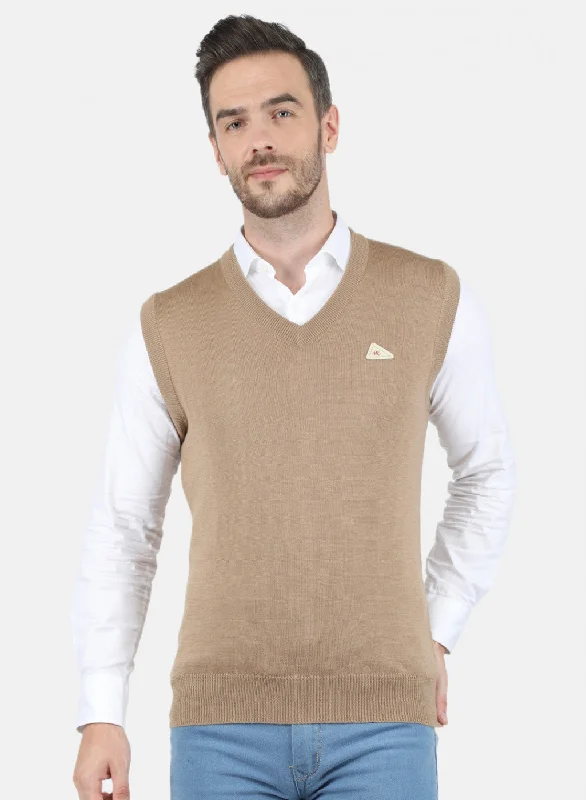 Men's Sweaters with Button CuffsMen Beige Solid Sweater