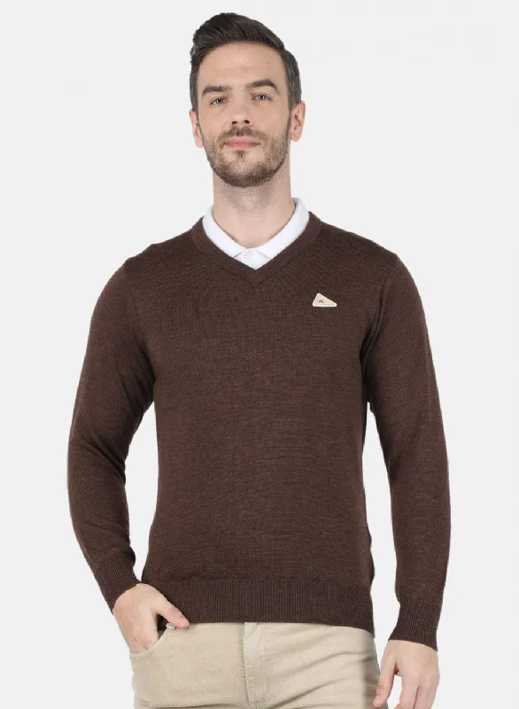 Men's Sweaters for WinterMen Brown Solid Pullover