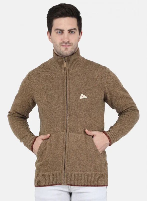 Men's Hoodies with Slim FitsMen Brown Solid Pullover