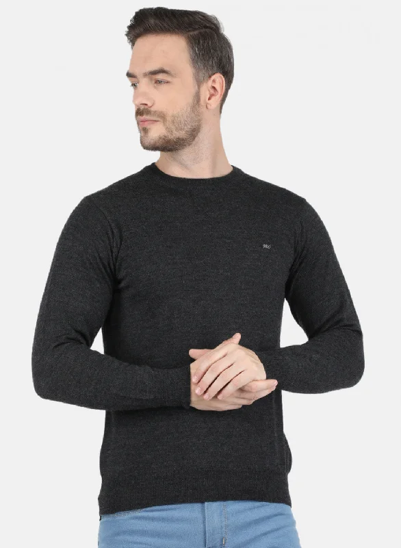 Men's Sweaters with PocketsMen Dark Grey Solid Pullover