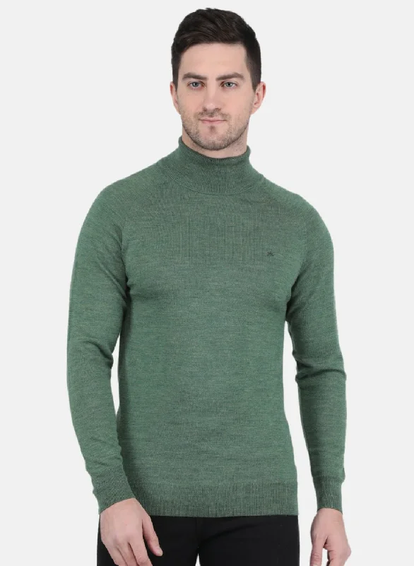 Men's Hoodies with Water-Repellent FabricMen Green Solid Pullover