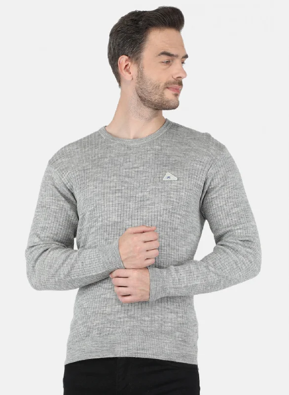 Men's Sweaters with Fair Isle PatternsMen Grey Solid Pullover