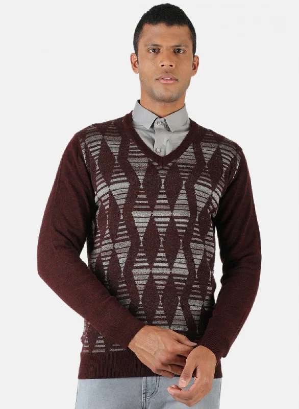 Men's Sweaters for Casual OccasionsMen Maroon Solid Pullover