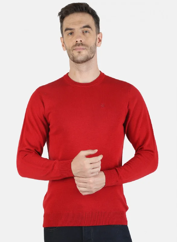 Men's Sweaters with Kangaroo PocketsMen Maroon Solid Pullover