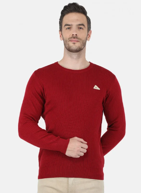 Men's Sweaters for Winter SportsMen Maroon Solid Pullover