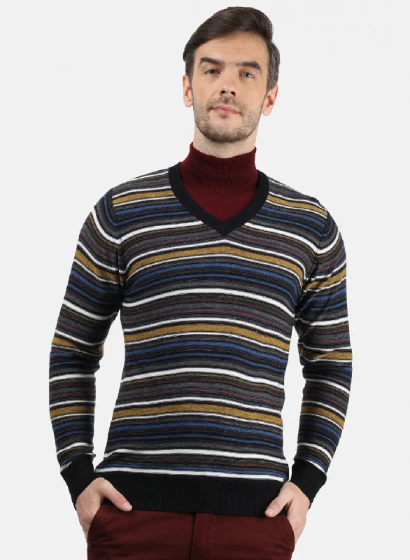 Men's Sweaters with Herringbone PatternsMen Multicolor Solid Pullover