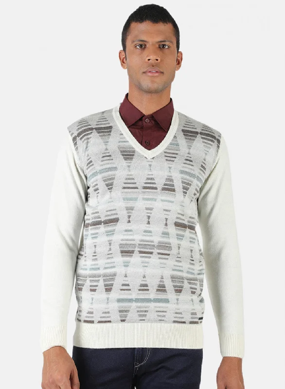 Men's Sweaters for Dressy EventsMen Off White Solid Pullover