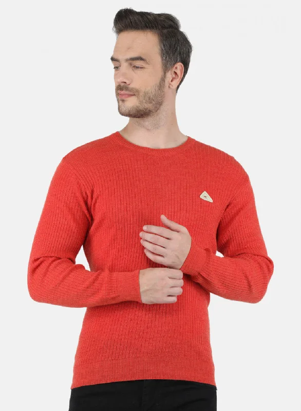 Men's Sweaters for Everyday WearMen Orange Solid Pullover