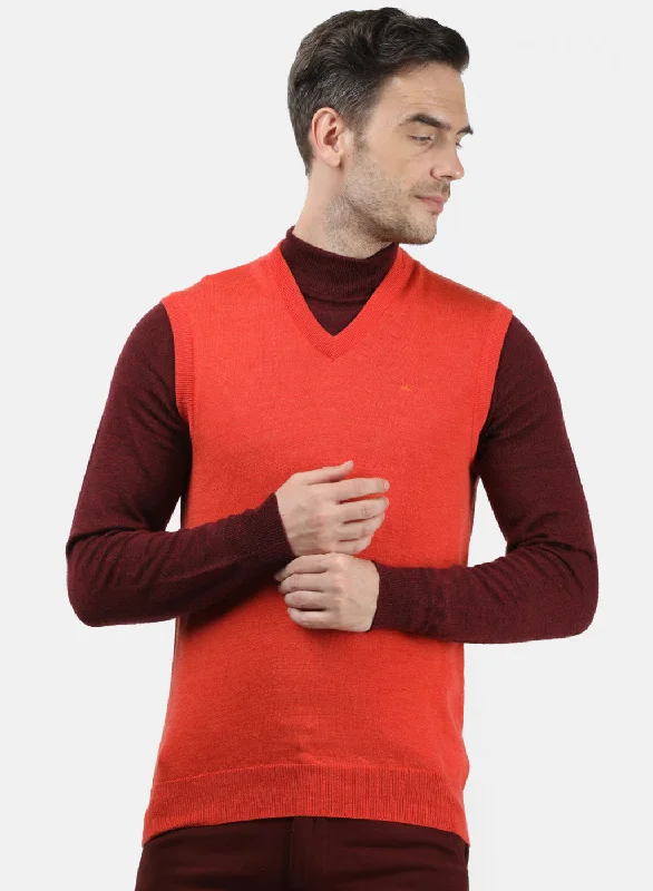 Men's Sweaters for WinterMen Orange Solid Sweater