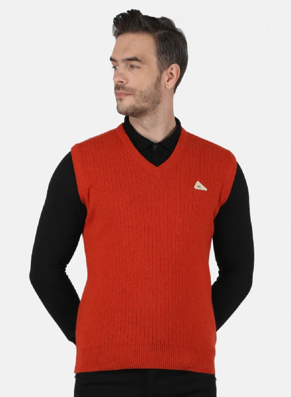 Men's Sweaters for SpringMen Orange Solid Sweater