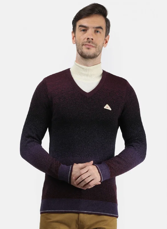 Men's Sweaters for Outdoor ActivitiesMen Purple Solid Pullover