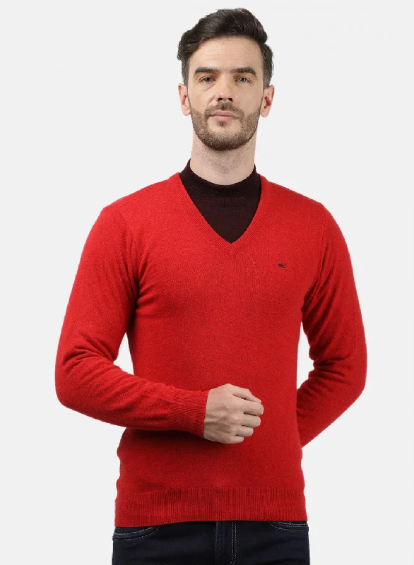 Men's Sweaters in Earthy TonesMen Red Solid Pullover